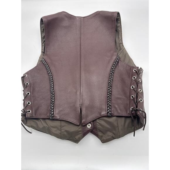 Hillside Leather Women’s Brown M braided vest with side ties. Has a‎ pin hold - Picture 5 of 8